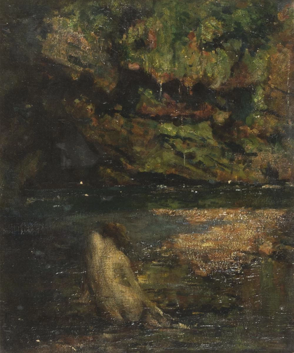 Paesaggio con nudo al bagno